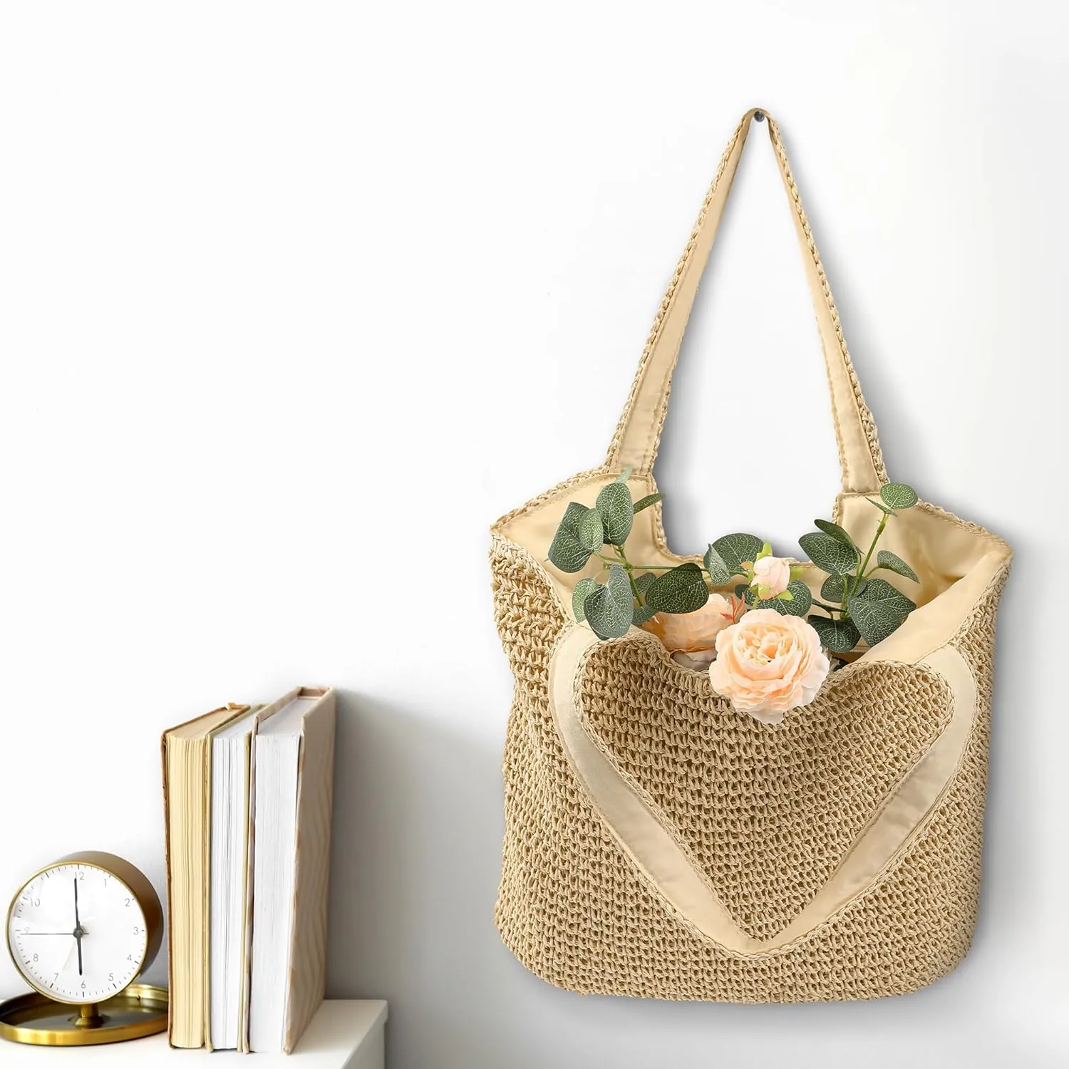 Beach Bags for Women, Large Beach Bag, Woven Straw Tote Bags Waterproof, Weaving Swim Shopping Travel Bag