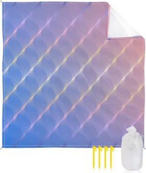 Beach Blanket Sandproof, Retro Gradient Purple Abstract Waterproof Beach Mat Lightweight Quick Drying Picnic Blanket Beach Essentials for Travel Camping Hiking 83x79in
