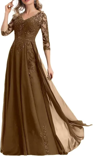 Beaded Applique Mother of The Bride Dresses for Wedding 2025 Chiffon Mother of The Groom Dress Long