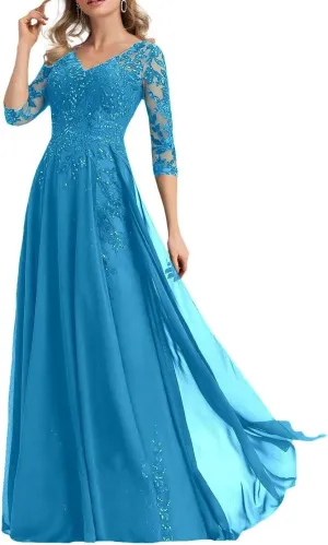 Beaded Applique Mother of The Bride Dresses for Wedding 2025 Chiffon Mother of The Groom Dress Long