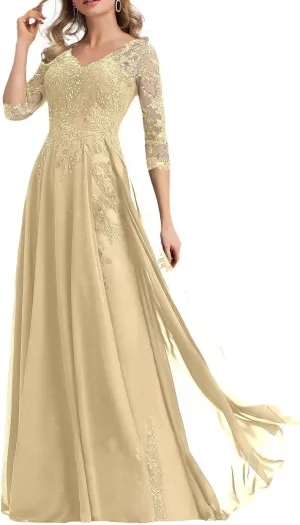 Beaded Applique Mother of The Bride Dresses for Wedding 2025 Chiffon Mother of The Groom Dress Long