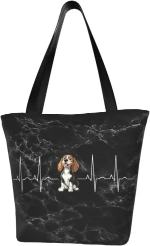 Beagle Dog Heartbeat Fashion Shoulder Bag Large Capacity For Man Or Woman