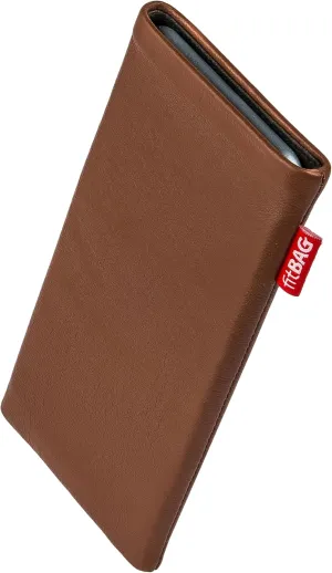 Beat Brown Custom Tailored Sleeve for Mobistel Cynus T8. Fine Nappa Leather Pouch with Integrated Microfibre Lining for Display Cleaning
