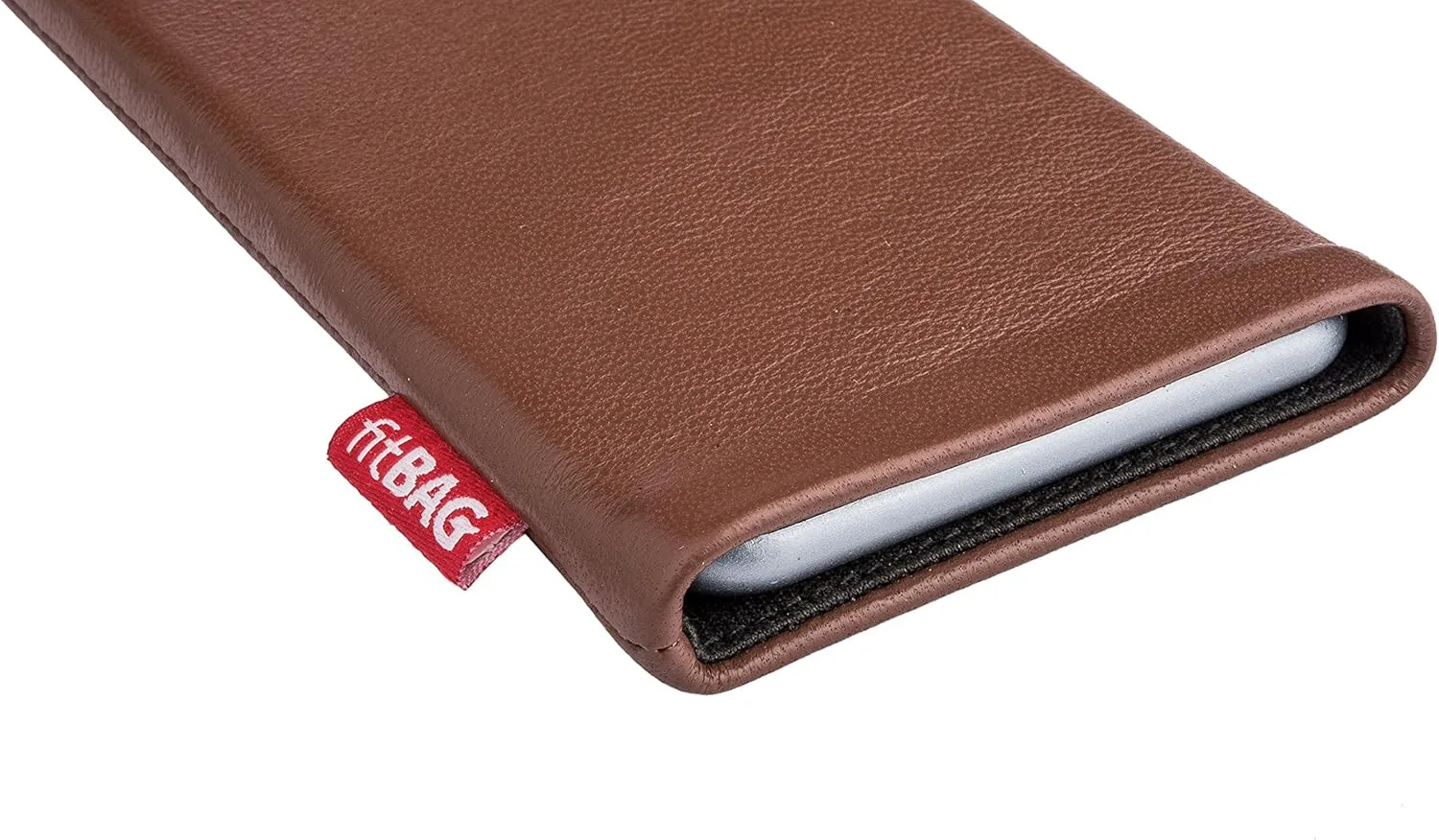 Beat Brown Custom Tailored Sleeve for Mobistel Cynus T8. Fine Nappa Leather Pouch with Integrated Microfibre Lining for Display Cleaning