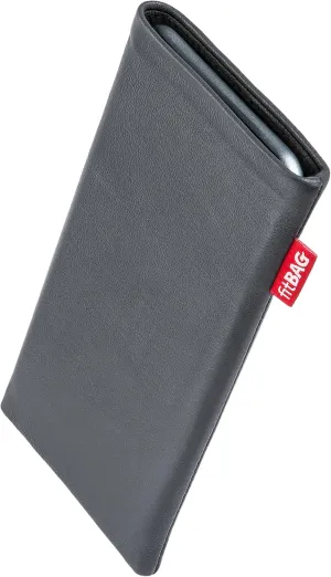 Beat Gray Custom Tailored Sleeve for Mobistel Cynus E1. Fine Nappa Leather Pouch with Integrated Microfibre Lining for Display Cleaning