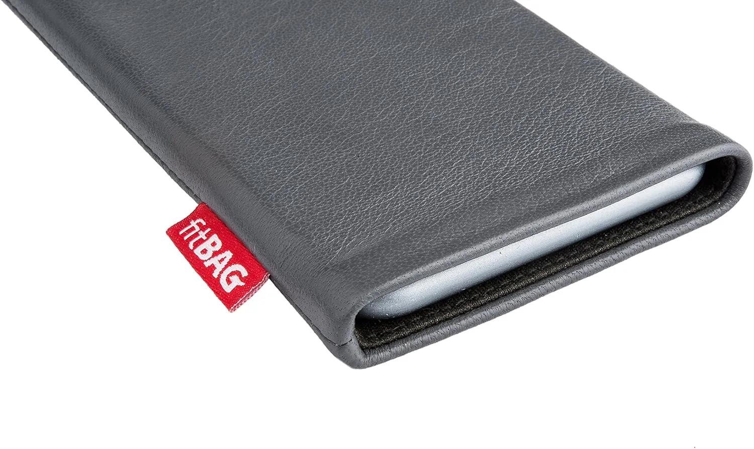 Beat Gray Custom Tailored Sleeve for Mobistel Cynus E1. Fine Nappa Leather Pouch with Integrated Microfibre Lining for Display Cleaning