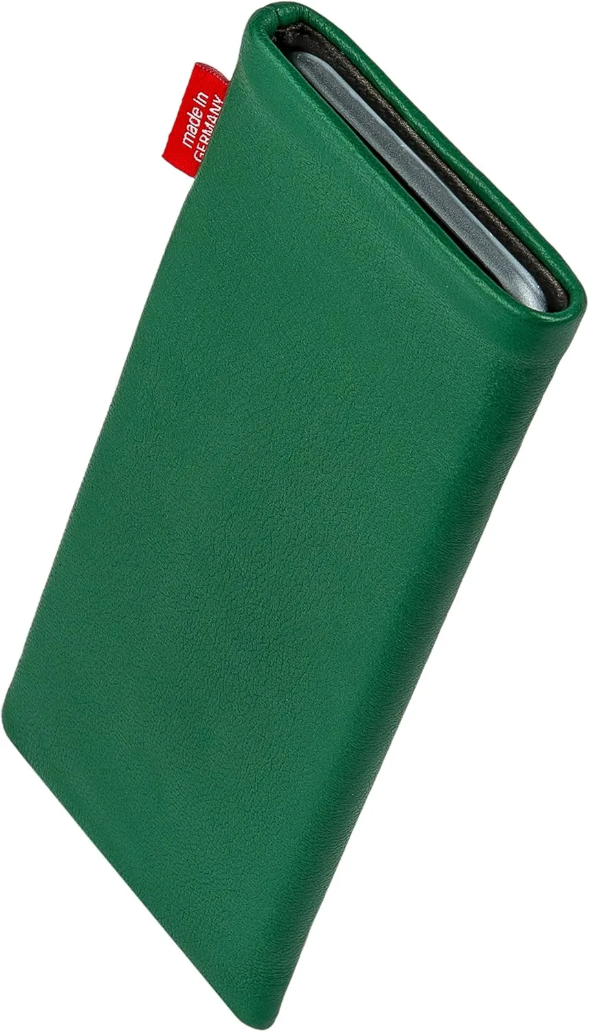 Beat Green Custom Tailored Sleeve for Mobistel Cynus E4. Fine Nappa Leather Pouch with Integrated Microfibre Lining for Display Cleaning