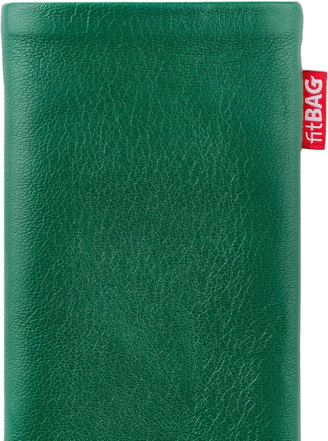 Beat Green Custom Tailored Sleeve for Mobistel Cynus E4. Fine Nappa Leather Pouch with Integrated Microfibre Lining for Display Cleaning