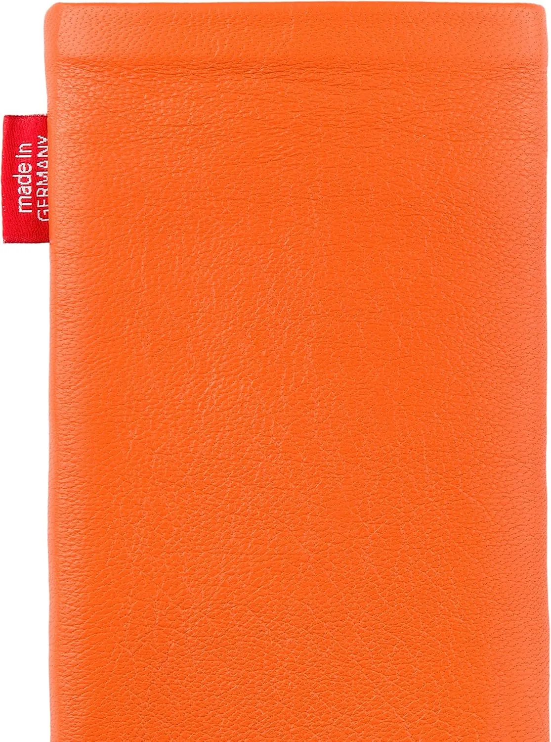 Beat Orange Custom Tailored Sleeve for Mobistel Cynus E1. Fine Nappa Leather Pouch with Integrated Microfibre Lining for Display Cleaning