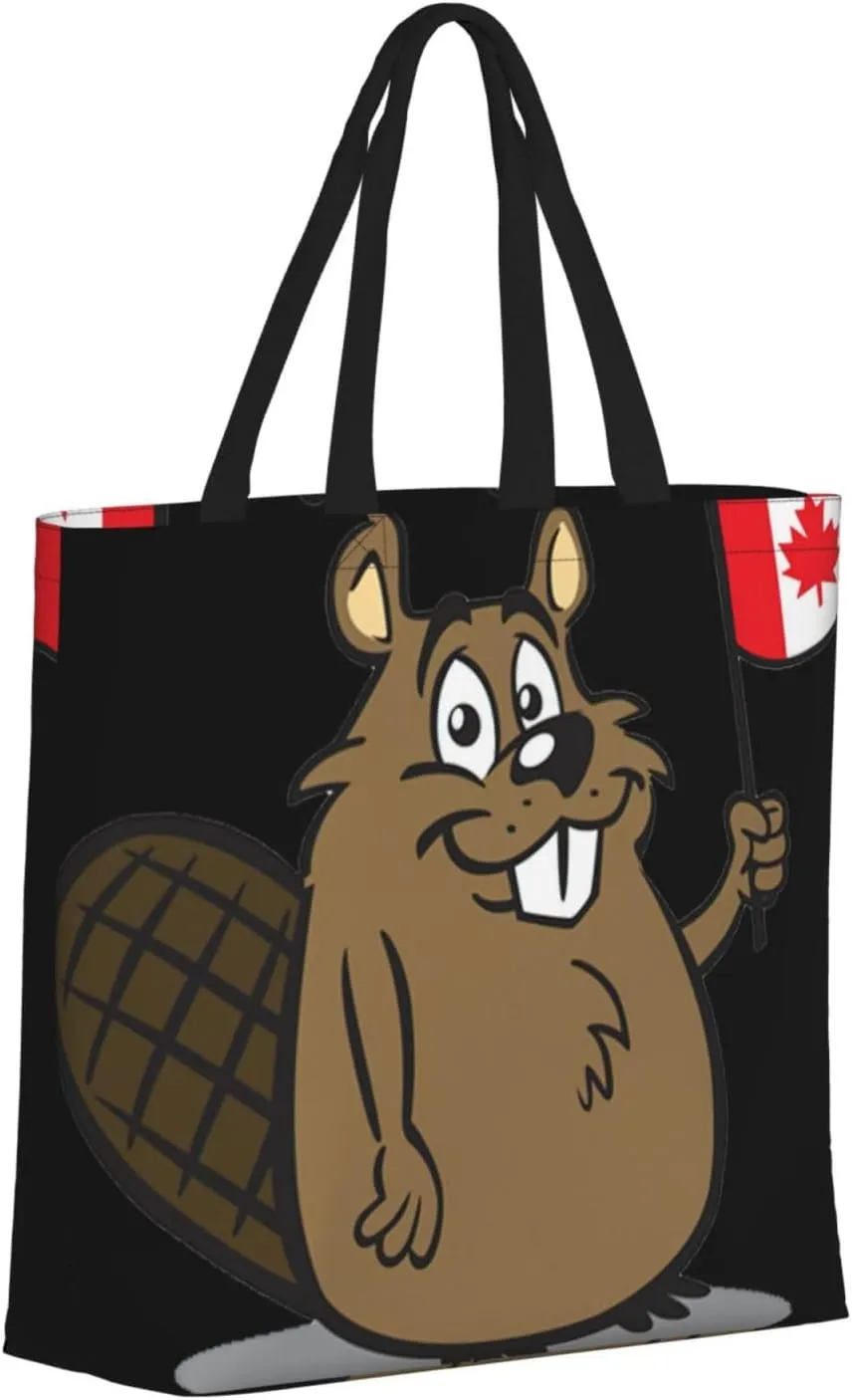 Beaver Duty Reusable Shopping One-Shoulder Bags – Large Tote Bags Are Foldable