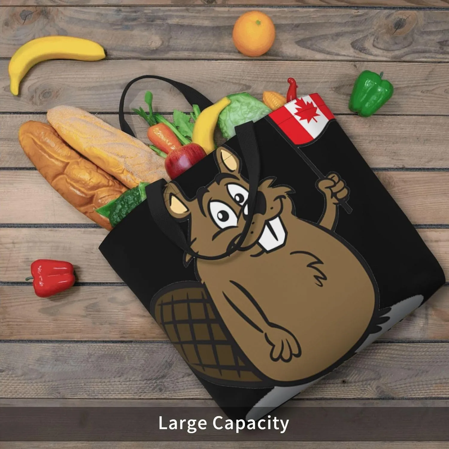 Beaver Duty Reusable Shopping One-Shoulder Bags – Large Tote Bags Are Foldable
