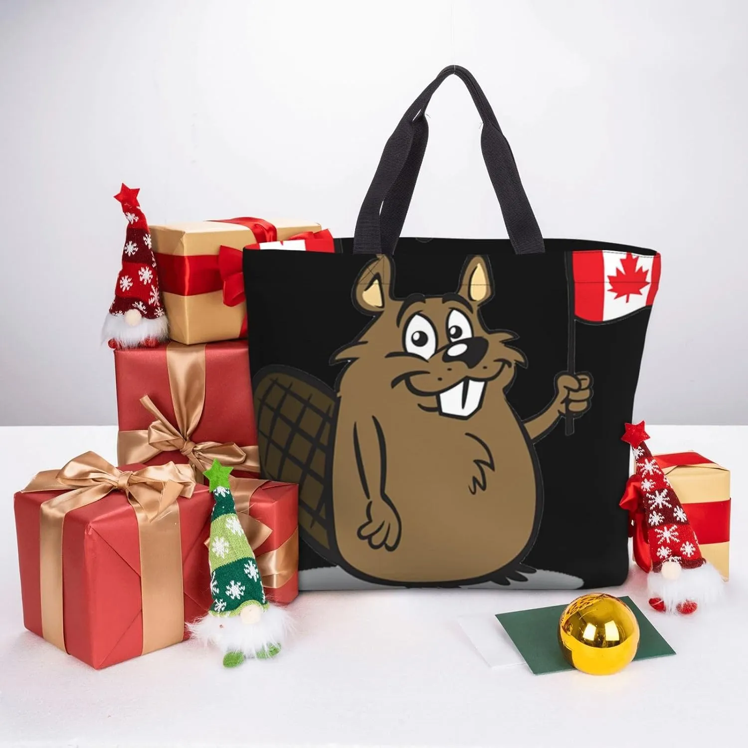 Beaver Duty Reusable Shopping One-Shoulder Bags – Large Tote Bags Are Foldable