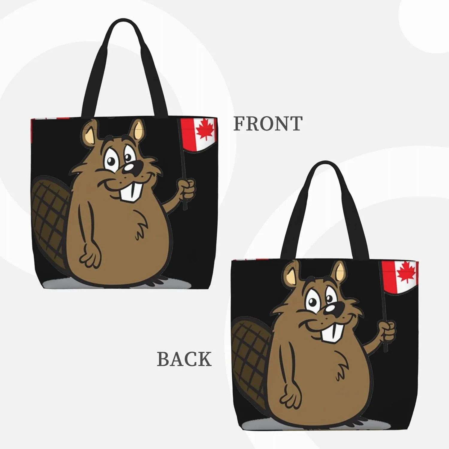 Beaver Duty Reusable Shopping One-Shoulder Bags – Large Tote Bags Are Foldable