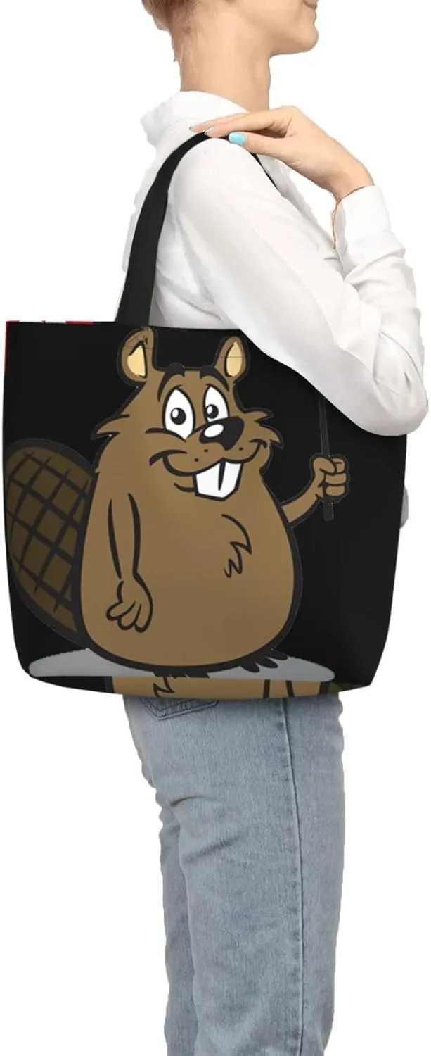 Beaver Duty Reusable Shopping One-Shoulder Bags – Large Tote Bags Are Foldable