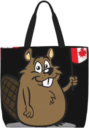 Beaver Duty Reusable Shopping One-Shoulder Bags – Large Tote Bags Are Foldable