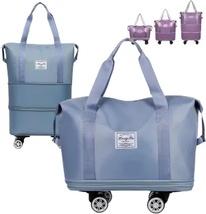 Beente | Kulken Travel Bag with Wheels, 2025 New Large Capacity Duffle Bag Universal Wheel Removable Foldable Suitcase (Light Blue)