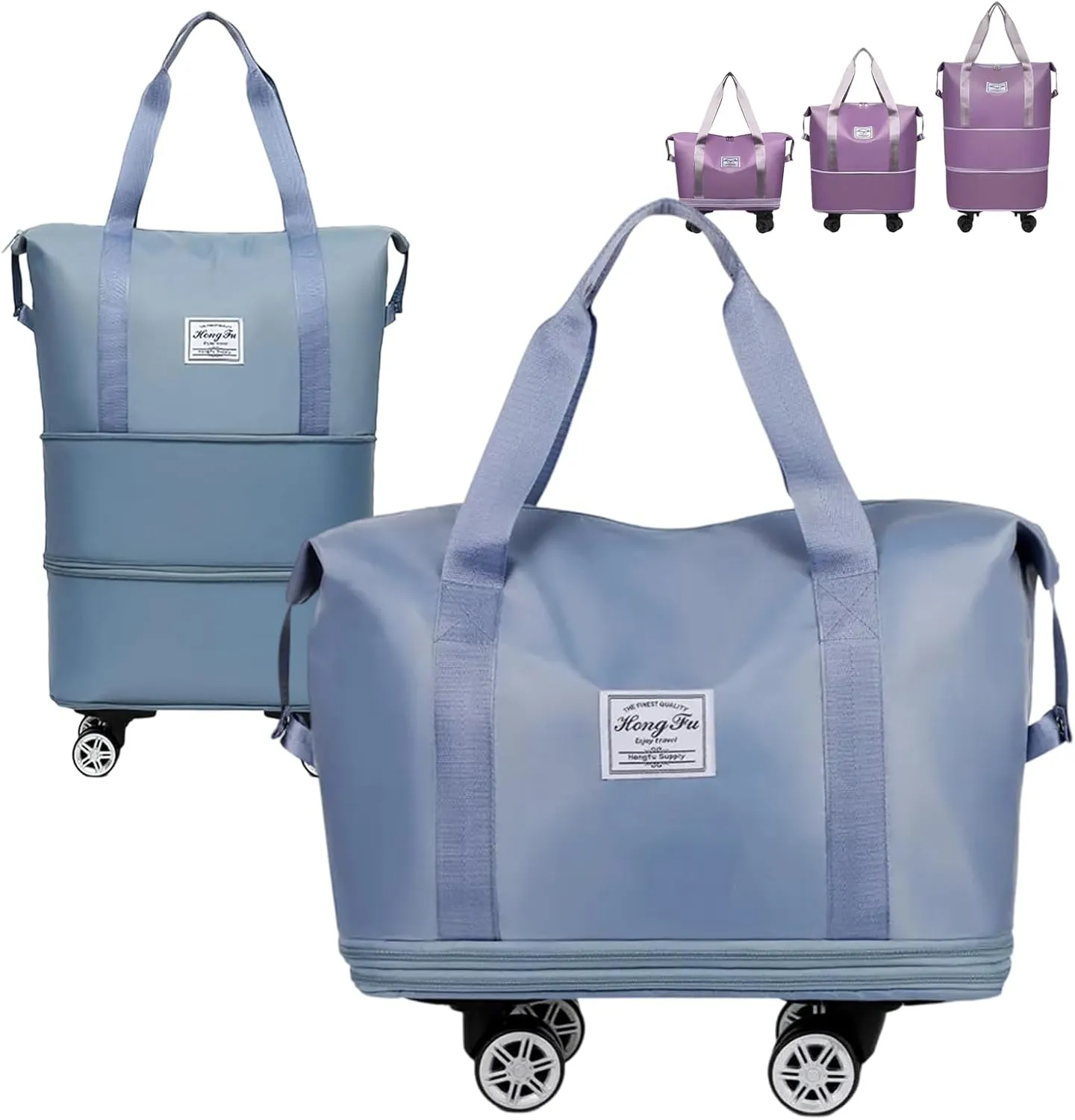 Beente | Kulken Travel Bag with Wheels, 2025 New Large Capacity Duffle Bag Universal Wheel Removable Foldable Suitcase (Light Blue)