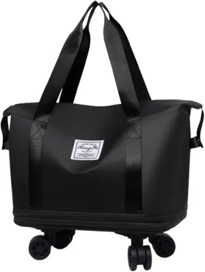 Beente Travel Bag With Wheels, 2025 New Large Capacity Travel Bag, Universal Wheel Removable, Expandable foldable duffel bag suitcase for Gym Camping Weekend Trips Business Travel (Black)
