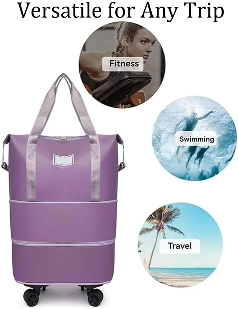 Beente Travel Bag with Wheels, 2025 New Large Capacity Travel Bag - Universal Wheel Removable, Foldie Travel Bags Expandable (Black)
