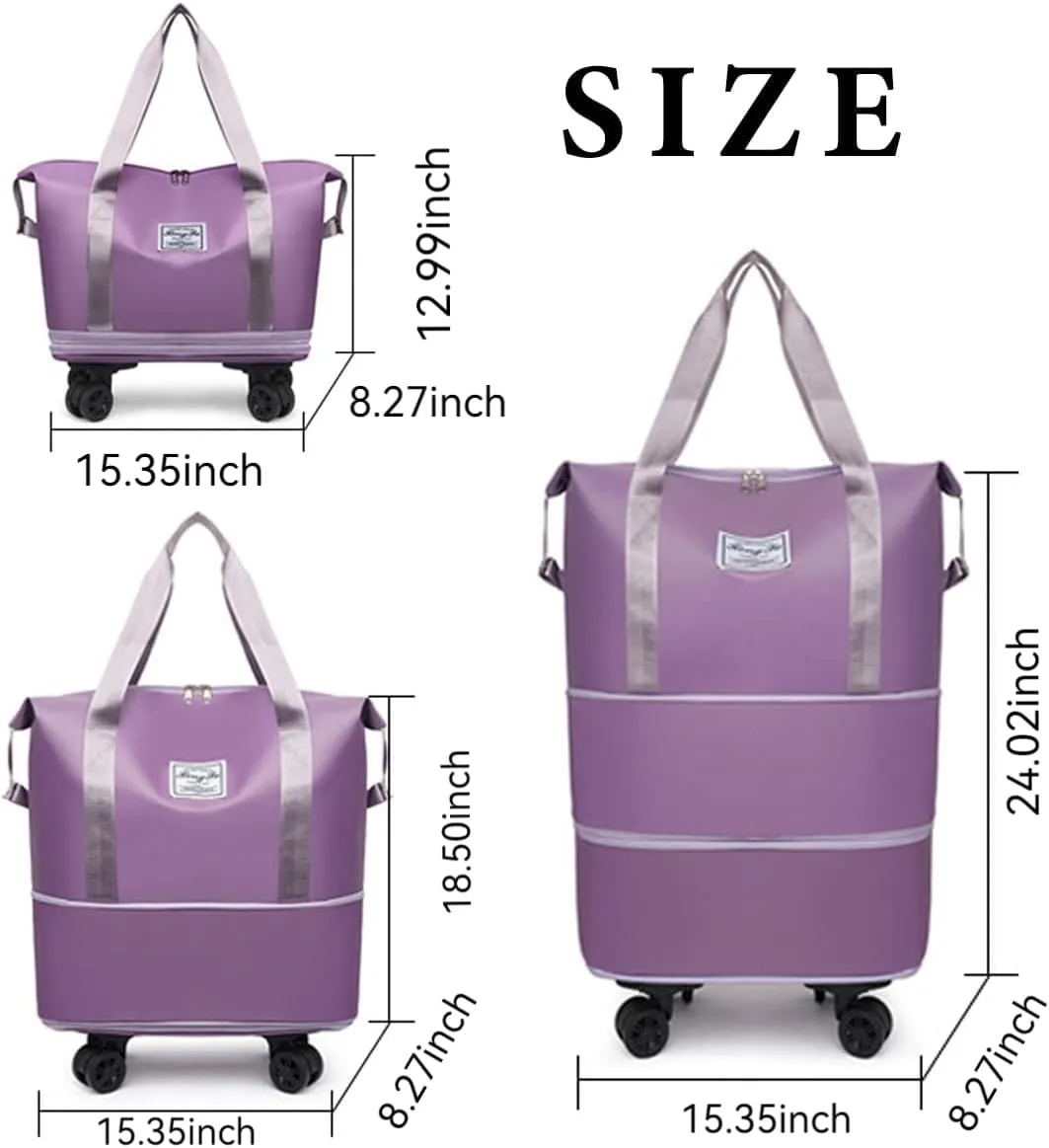 Beente Travel Bag with Wheels,Foldable Expandable Trave Suitcase Universal Wheel Removable Storage for travel luggage (Dark Blue)
