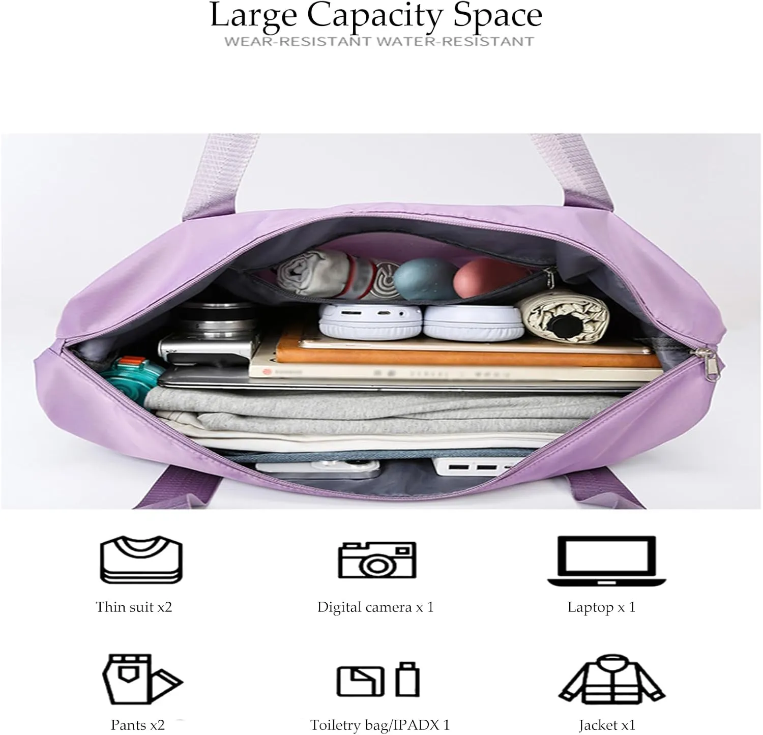 Beente/Pepepo/Kulken Travel Bag with Wheels, 2025 New Large Capacity Travel Bag - Universal Wheel Removable (Purple)