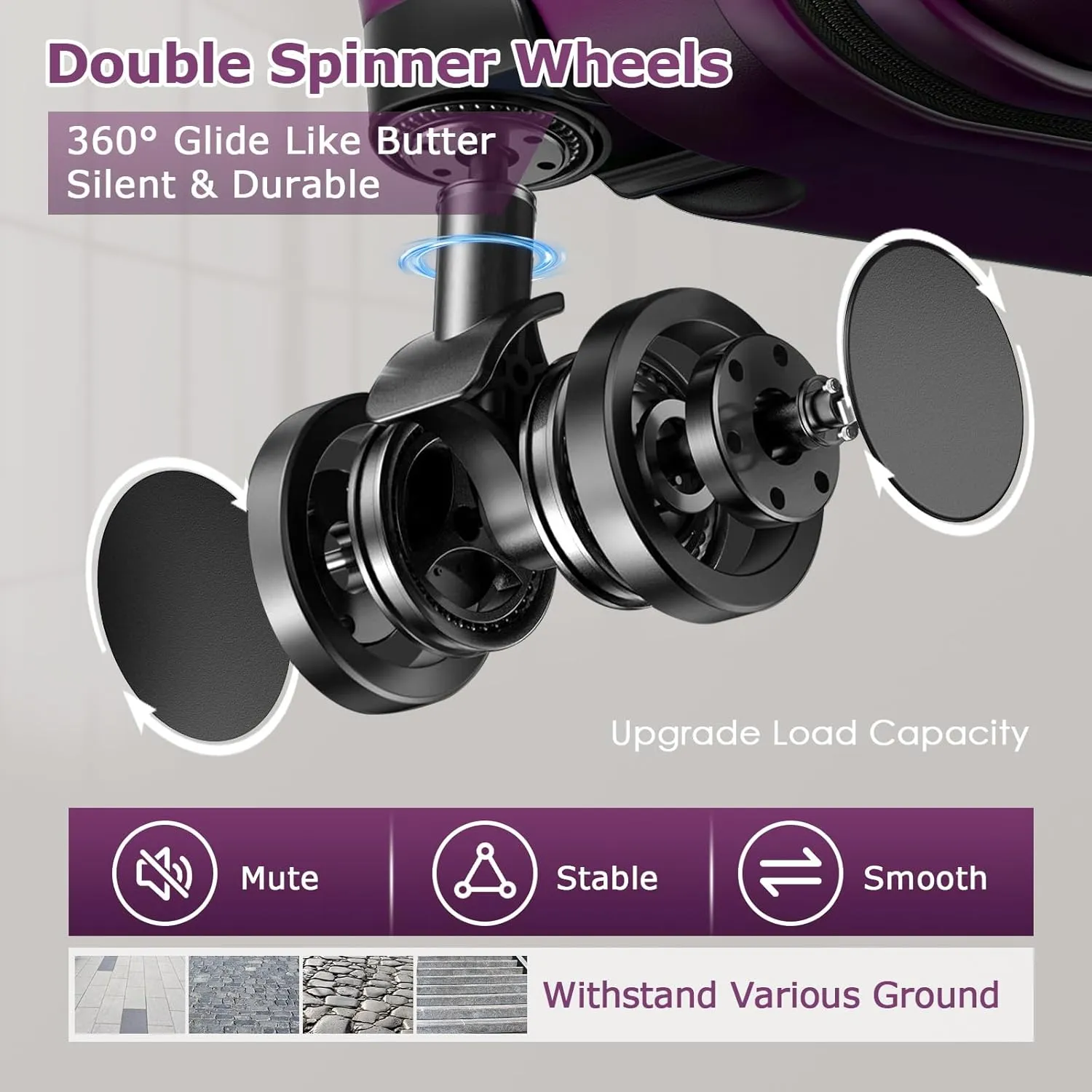 BEOW 3 Piece Luggage Sets For Women with Spinner Wheels, Durable Polycarbonate Hardside Expandable Suitcase Sets 3 Pcs, Stylish Lightweight Travel Luggage with TSA Lock 20 24 28 Inch Purple