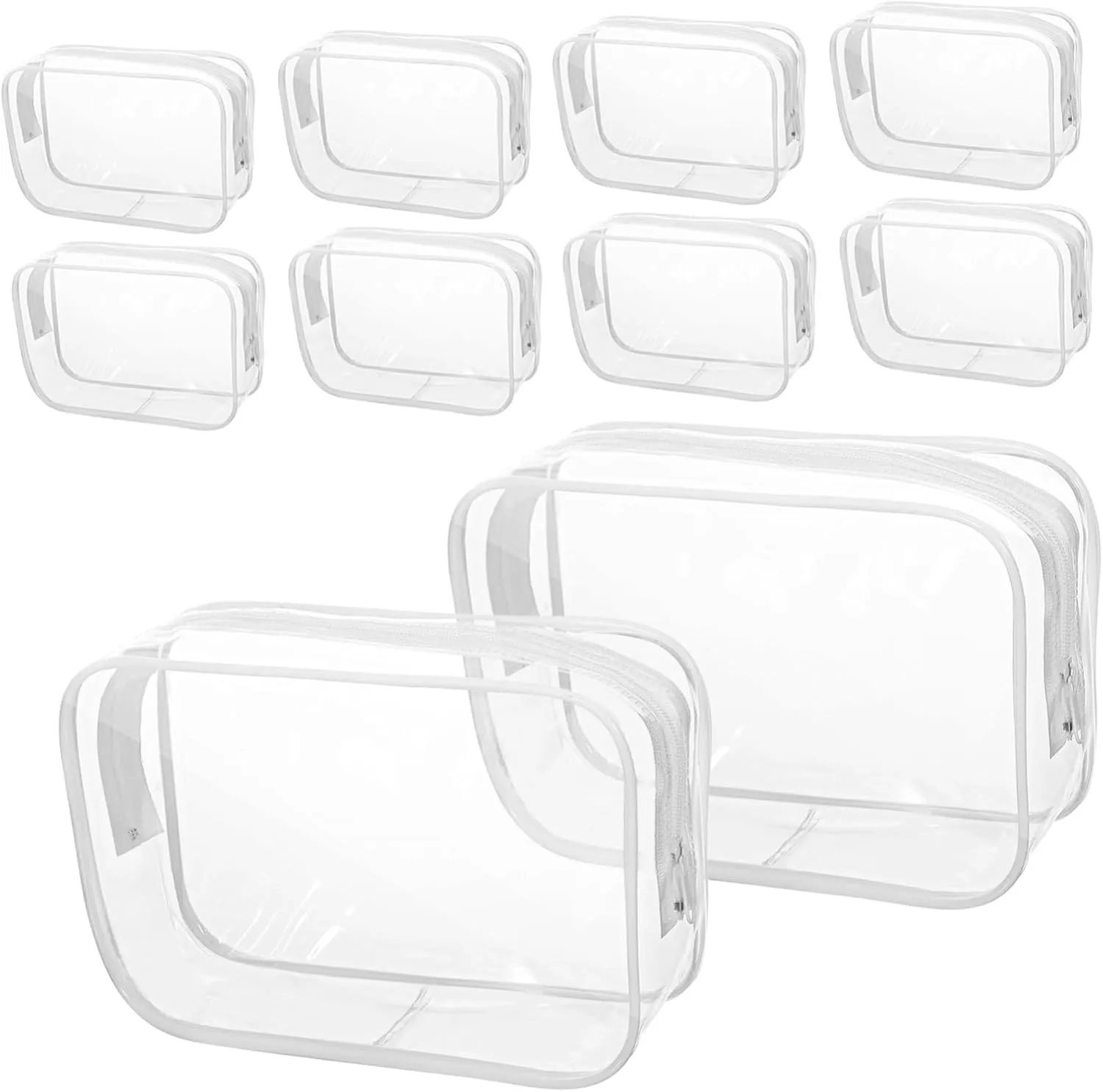 BESPORTBLE 10 Pcs Clear Makeup Bags Travel Friendly Zipper Pouches for Capacity Organizers for Skincare and Makeup Storage