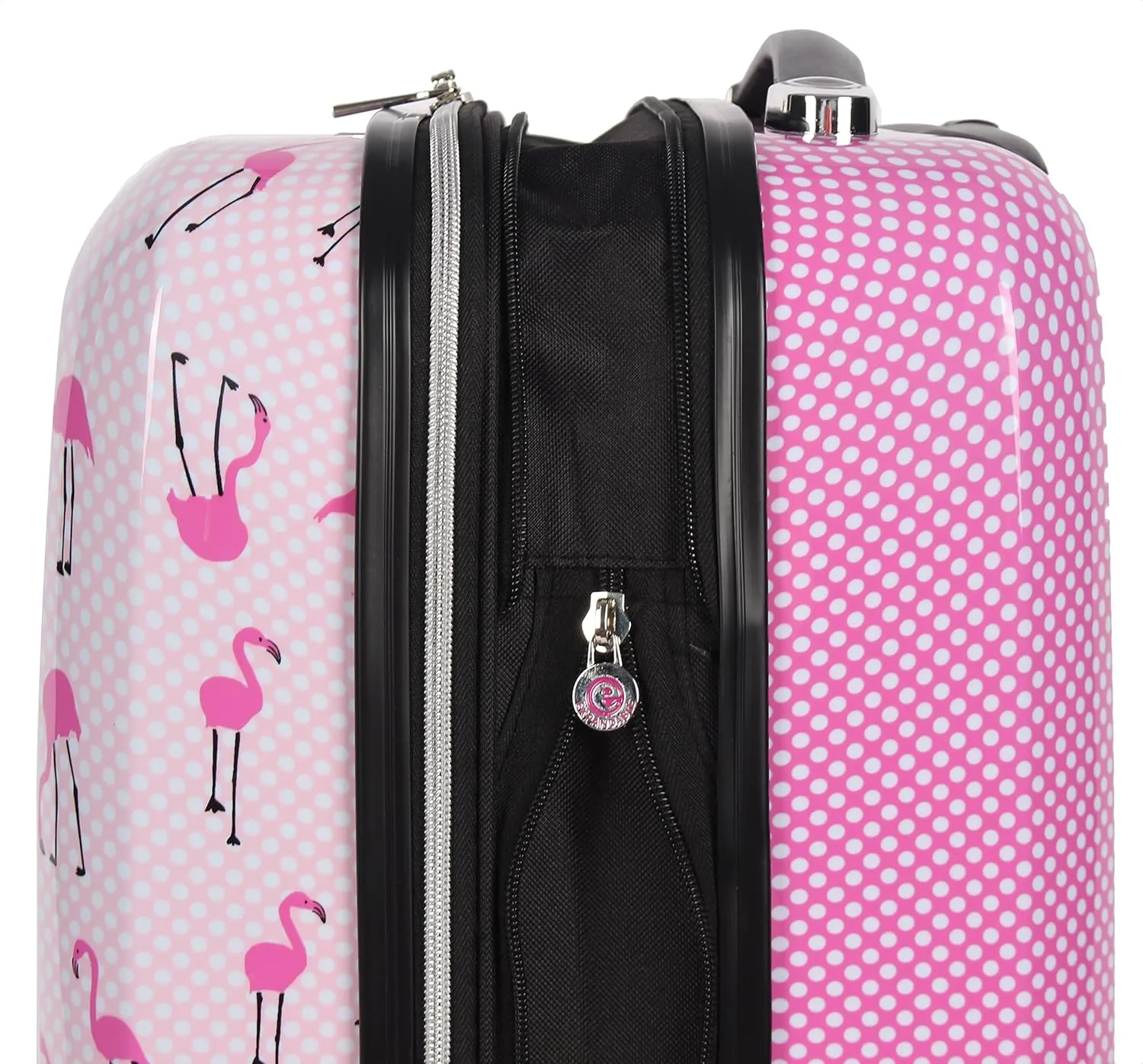 Betsey Johnson Designer 20 Inch Carry On - Expandable (ABS   PC) Hardside Luggage - Lightweight Durable Suitcase With 8-Rolling Spinner Wheels for Women (20in, Flamingo Strut)