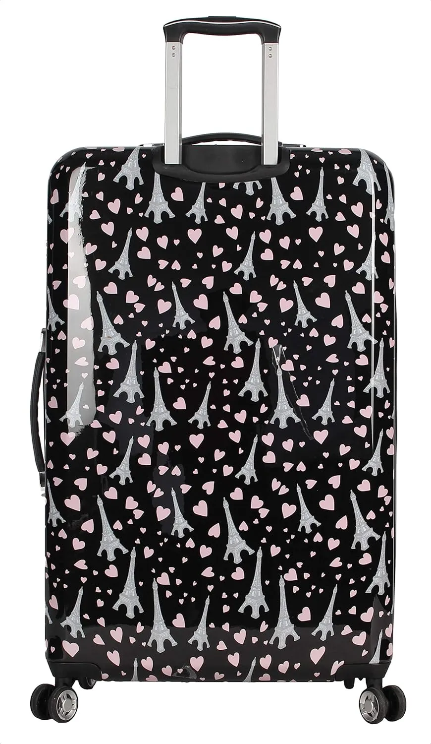Betsey Johnson Designer Luggage Collection - Expandable 3 Piece Hardside Lightweight Spinner Suitcase Set - Travel Set includes 20-Inch Carry On, 26 inch and 30-Inch Checked Suitcase (Paris Love)