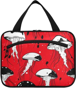Black and White Jellyfish hanging cosmetic travel bag with hook, designer compact for dad bolso de para mujer L