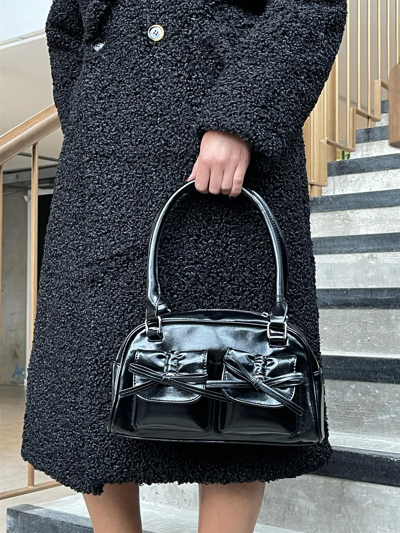 Black Bow-Detail Bag