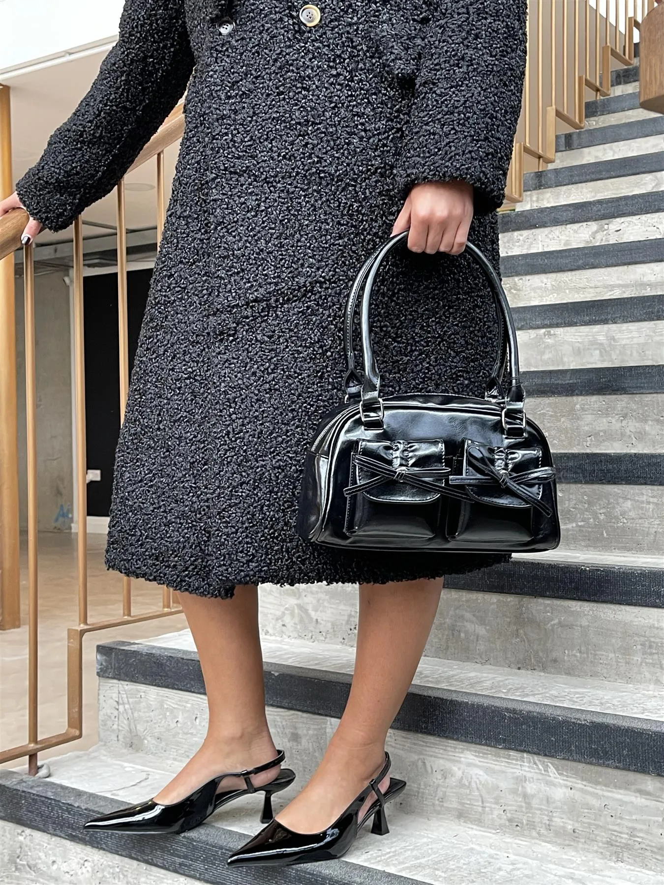 Black Bow-Detail Bag