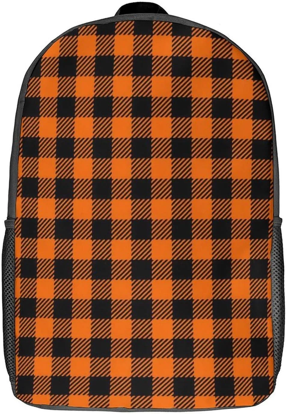 Black Orange Gingham Backpack Lightweight Waterproof Backpacks Laptop Backpack for Unisex Casual Travel Daypacks Large Capacity