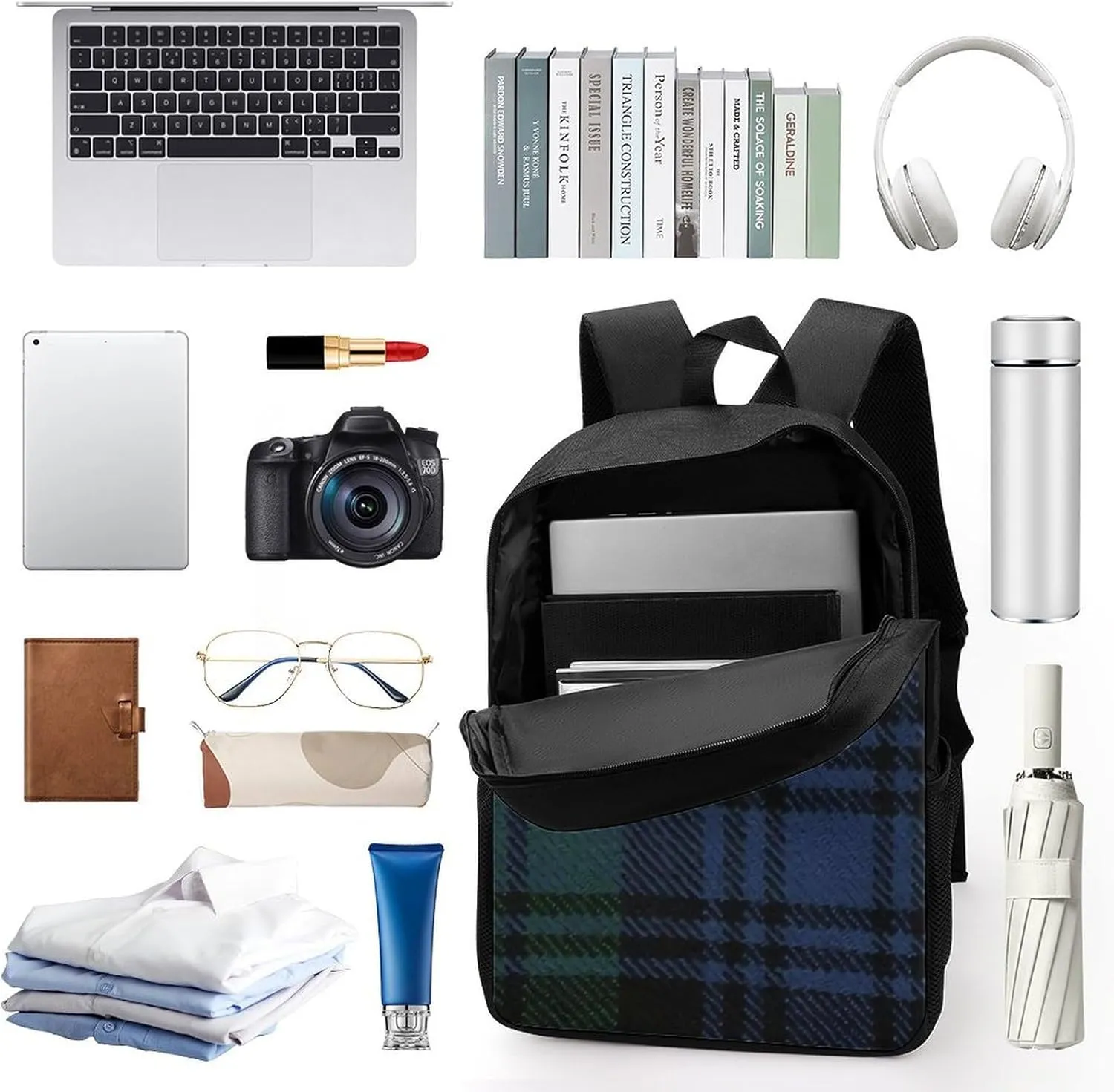 Black Watch Ancient Original Scottish Tartan Pattern Backpack Lightweight Waterproof Backpacks Laptop Backpack for Unisex Casual Travel Daypacks Large Capacity