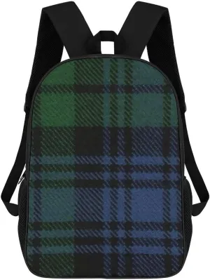Black Watch Ancient Original Scottish Tartan Pattern Backpack Lightweight Waterproof Backpacks Laptop Backpack for Unisex Casual Travel Daypacks Large Capacity
