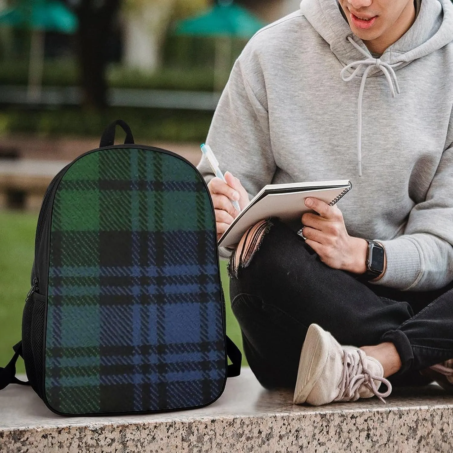 Black Watch Ancient Original Scottish Tartan Pattern Backpack Lightweight Waterproof Backpacks Laptop Backpack for Unisex Casual Travel Daypacks Large Capacity