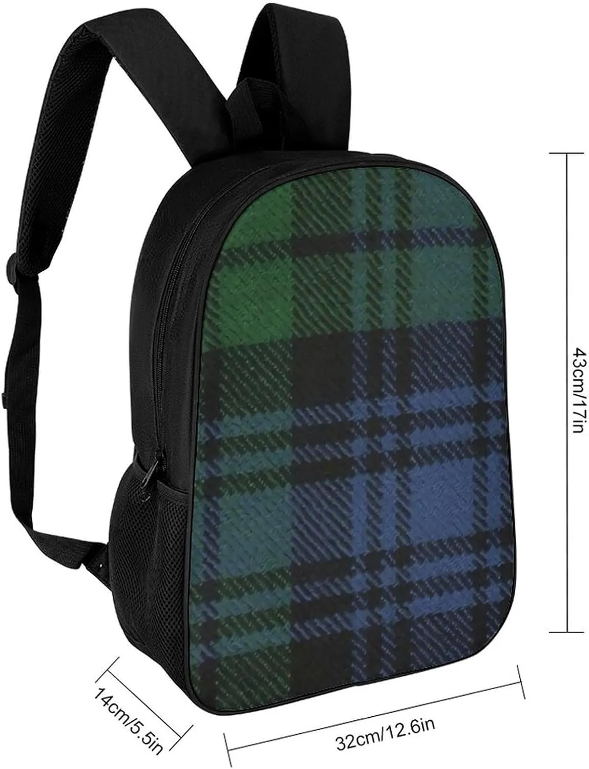 Black Watch Ancient Original Scottish Tartan Pattern Backpack Lightweight Waterproof Backpacks Laptop Backpack for Unisex Casual Travel Daypacks Large Capacity