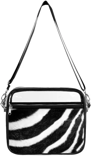 Black White Stripes Zebra Print Fashionable Transparent Crossbody Bag