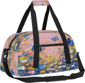 Blue Butterfly Kids Overnighter Duffel Bags for Boys, Carry-On Size Sports Gym Bag with Front Zipper Pocket for School Practice or Overnight Travel Weekender Sleepover Tote Bag