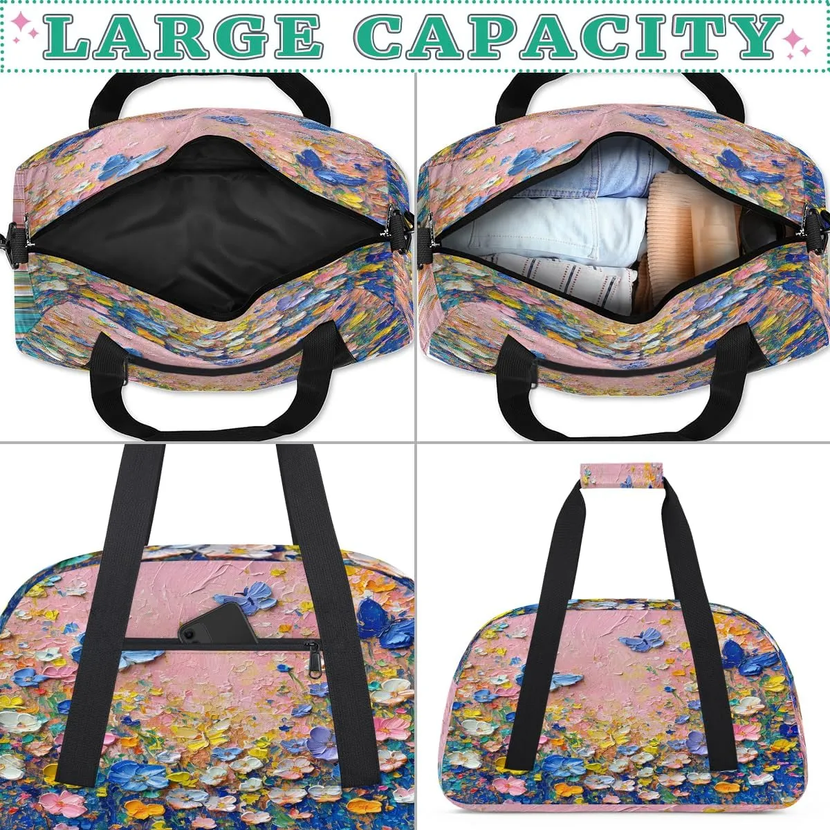 Blue Butterfly Kids Overnighter Duffel Bags for Boys, Carry-On Size Sports Gym Bag with Front Zipper Pocket for School Practice or Overnight Travel Weekender Sleepover Tote Bag