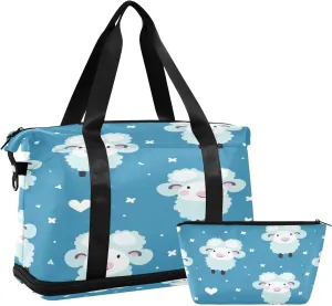 Blue Sheep Travel Duffel Bag Waterproof Gym Sport Tote Bag Carry On Weekender Bag with Compartment