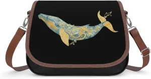Blue Whale Ocean Women‘s Crossbody Bags Fashion Message Shoulder Handbag with Adjustable Strap for Travel Office