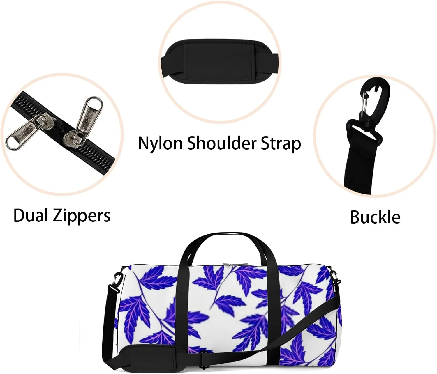 Botanical Seamless Pattern Leaves Bright Summer Sports Bag Tote Bag Waterproof Gym Bag with Shoulder Strap Zipper 2 Side Pockets for Men and Women, Travel and Storage Shoulder Bag.