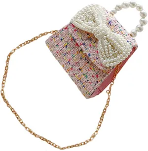 Boys and Girls's Bowknot Handbag Pearl Bag for Girls Baby Present Purse Fashionable Cotton/linen Bag for Occasions
