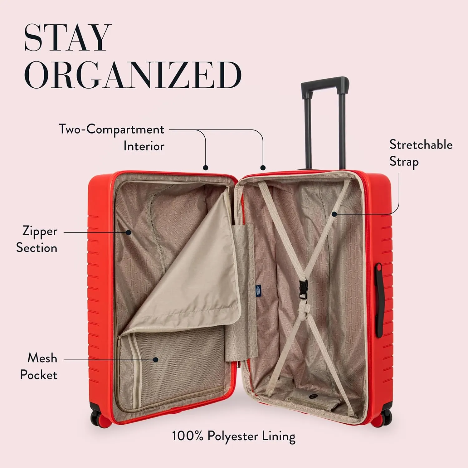 Bric's 30" Expandable Spinner Suitcase - Travel Luggage with TSA-Approved Lock and Hard Shell Exterior - B|Y Ulisse - Red