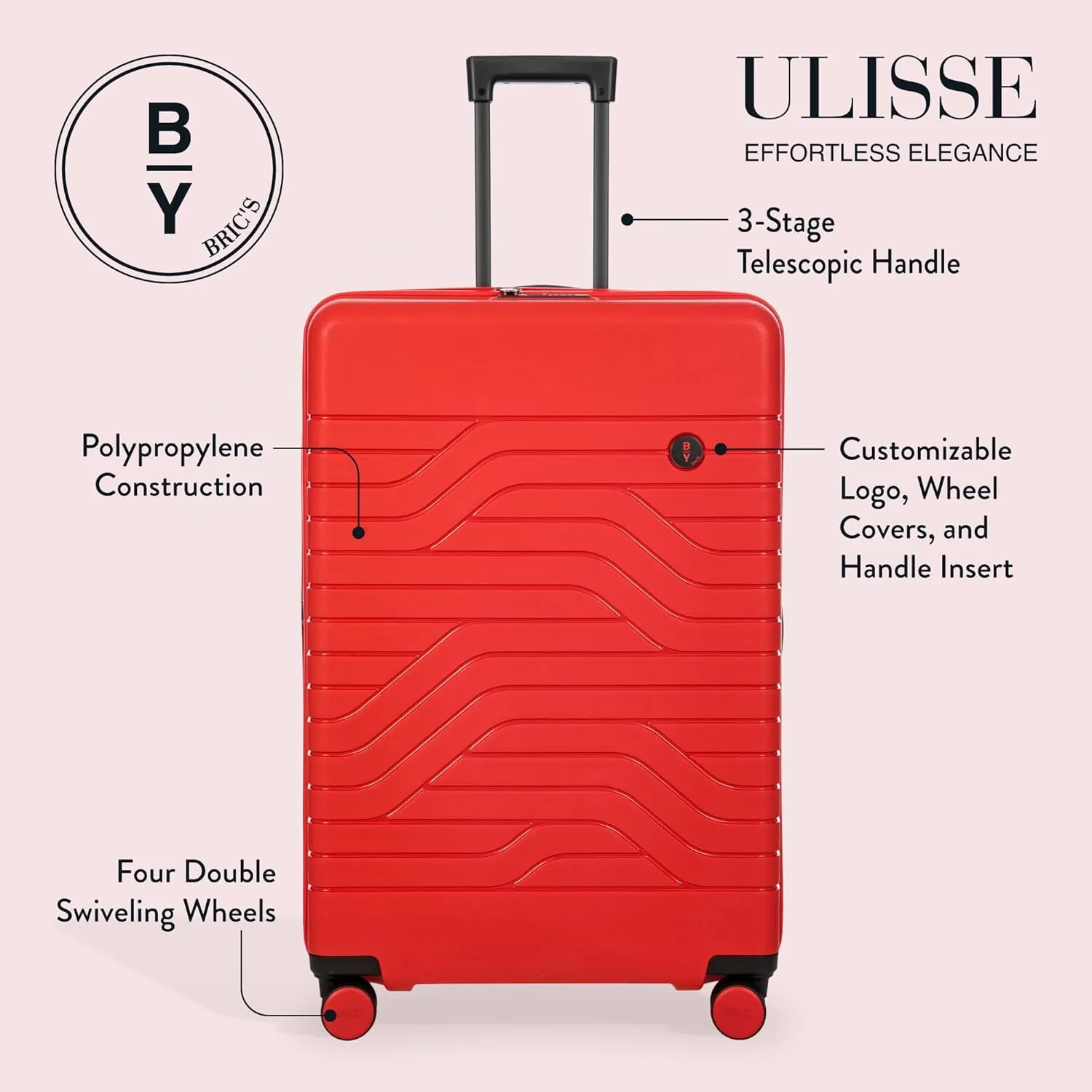 Bric's 30" Expandable Spinner Suitcase - Travel Luggage with TSA-Approved Lock and Hard Shell Exterior - B|Y Ulisse - Red