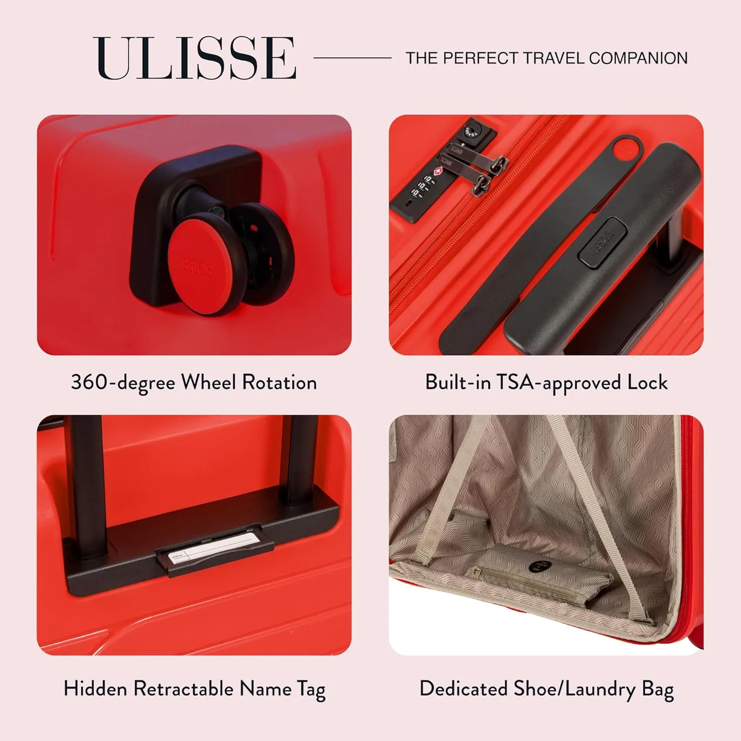 Bric's 30" Expandable Spinner Suitcase - Travel Luggage with TSA-Approved Lock and Hard Shell Exterior - B|Y Ulisse - Red
