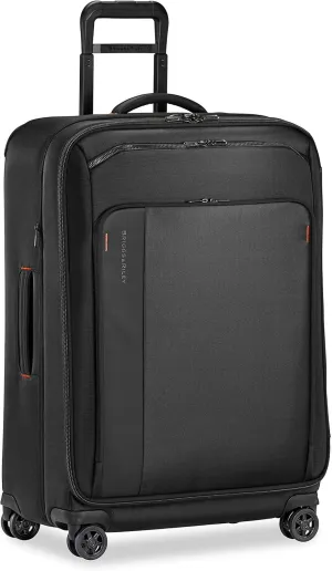 Briggs & Riley 29" Large Expandable Spinner - Checked Luggage for Travel, Suitcases with Wheels, Softside Rolling Bag for Men & Women, Self-Repairing Zipper - ZDX Collection, Black