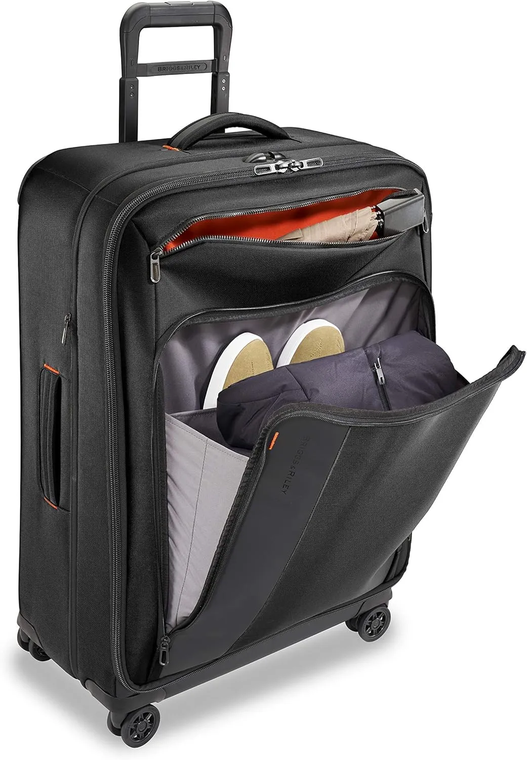 Briggs & Riley 29" Large Expandable Spinner - Checked Luggage for Travel, Suitcases with Wheels, Softside Rolling Bag for Men & Women, Self-Repairing Zipper - ZDX Collection, Black