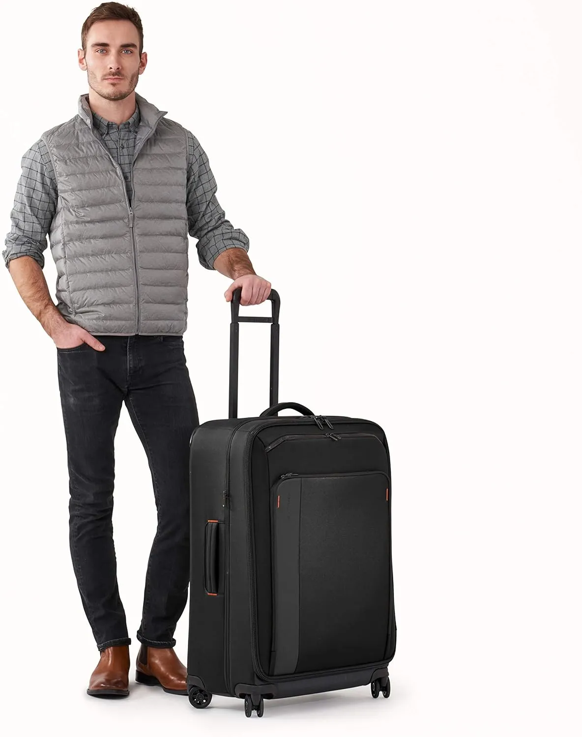 Briggs & Riley 29" Large Expandable Spinner - Checked Luggage for Travel, Suitcases with Wheels, Softside Rolling Bag for Men & Women, Self-Repairing Zipper - ZDX Collection, Black